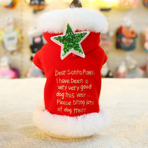 Christmas Cat Clothes Cats Costume Small Dogs Kitten Santa Clothes Warm Dog Clothes Pet Puppy Outfit Hoodie Clothing