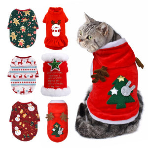 Christmas Cat Clothes Cats Costume Small Dogs Kitten Santa Clothes Warm Dog Clothes Pet Puppy Outfit Hoodie Clothing