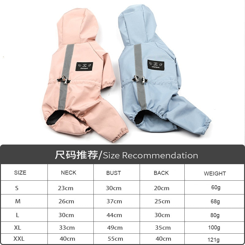 Dog Cat Clothes Waterproof Fashion Dog Jacket For Small Dogs Bulldog Chihuahua Dog Raincoat Reflective Adjustable Pet Jumpsuit