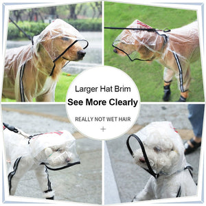 HOOPET Pet Raincoat Puppy Four Feet Hooded Transparent Waterproof Teddy Large Dog Rain Out Clothes for Animals