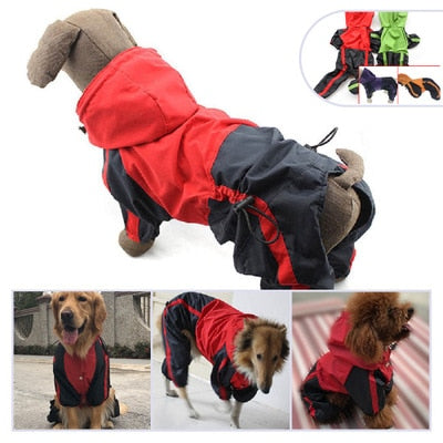 Pet cats and dogs four-legged hood raincoat big dog raincoat lotus leaf surface outdoor curved waterproof clothes