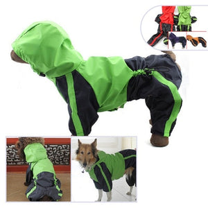 Pet cats and dogs four-legged hood raincoat big dog raincoat lotus leaf surface outdoor curved waterproof clothes