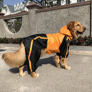 Pet cats and dogs four-legged hood raincoat big dog raincoat lotus leaf surface outdoor curved waterproof clothes