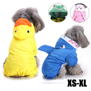 Rabbit Frog Duck Shark Shape Pet Dog Polyester Puppy Waterproof Four-Leg Raincoat Doggie Hooded Rain Gear Jumpsuit Rainwear Suit