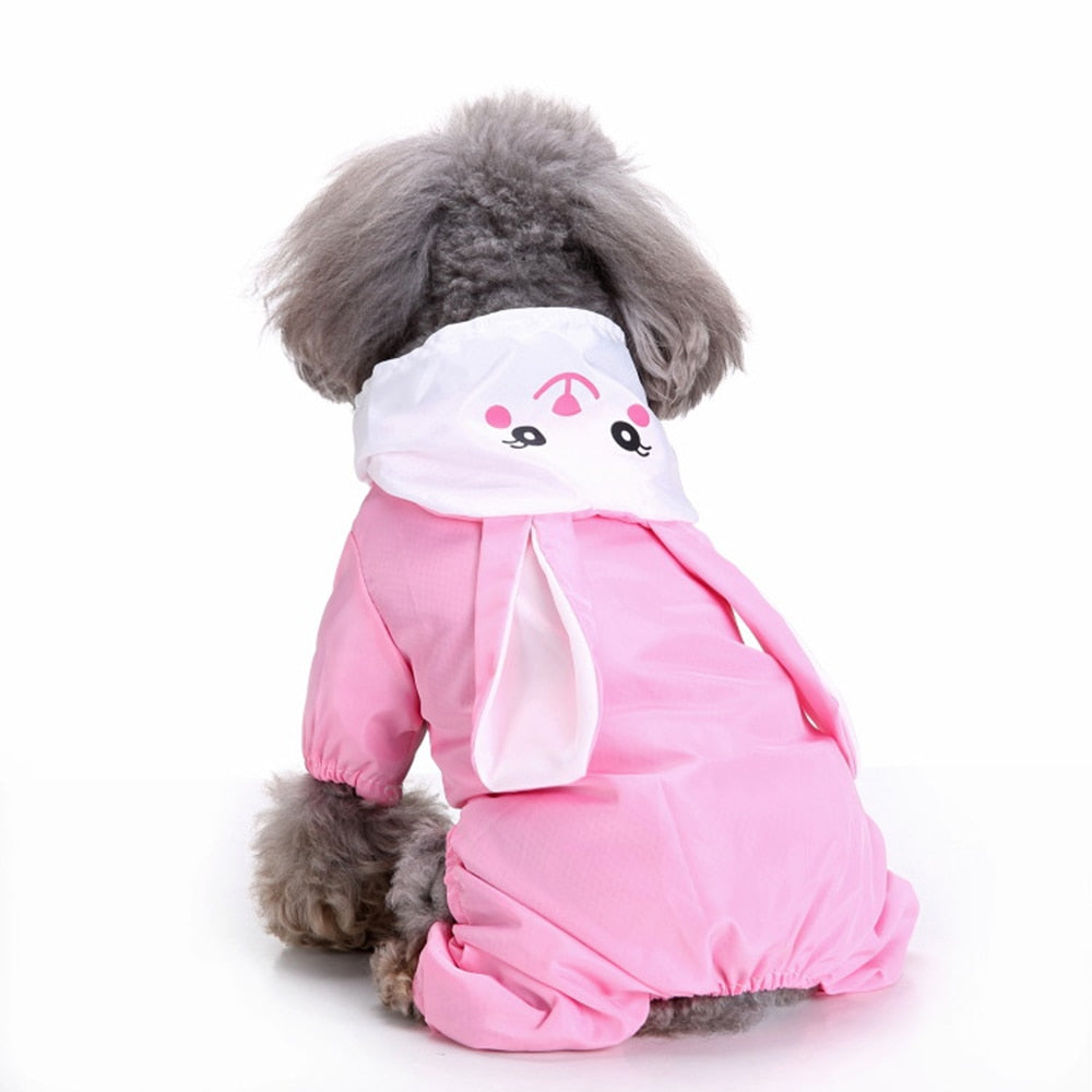 Rabbit Frog Duck Shark Shape Pet Dog Polyester Puppy Waterproof Four-Leg Raincoat Doggie Hooded Rain Gear Jumpsuit Rainwear Suit