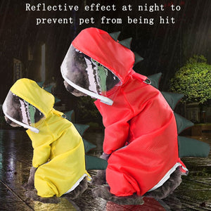 Summer Cartoon Dinosaur RainCoat With D-buckle Dog Clothes For Small Dogs Nylon Puppy Waterproof Rain Coat Chihuahua Pet Clothes