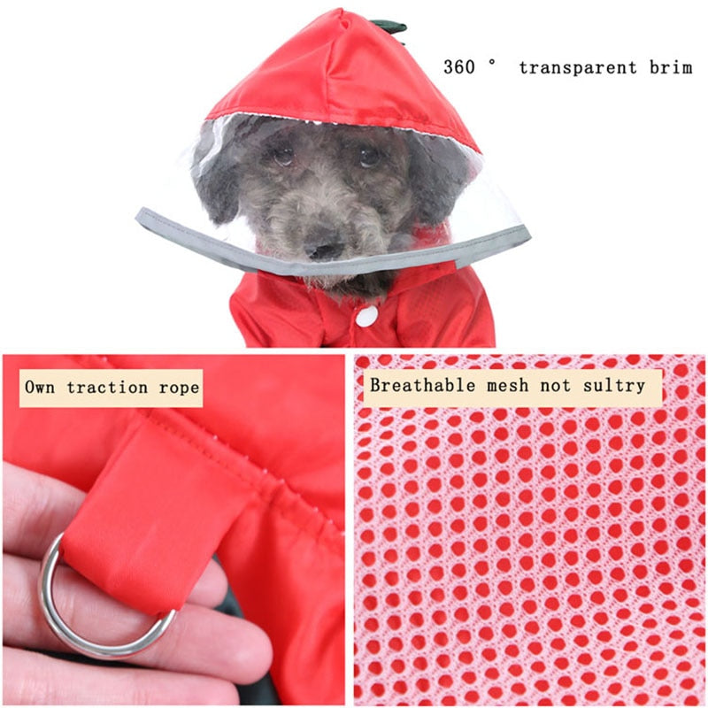 Summer Cartoon Dinosaur RainCoat With D-buckle Dog Clothes For Small Dogs Nylon Puppy Waterproof Rain Coat Chihuahua Pet Clothes