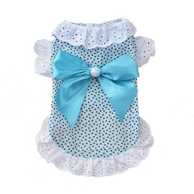 Sweet Pet Cat Clothes Lace Shirt for Cat Puppy Small Dog Spring and Summer Cute Bowknot Kitten Princess Coat Apparel XS S M L XL