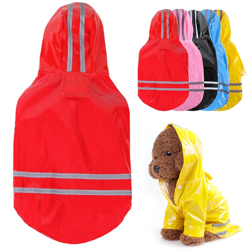 Waterproof Jackets PU Raincoat for Dogs Cats Apparel Clothes Summer Outdoor Puppy Pet Rain Coat S-XL Hoody Wholesale